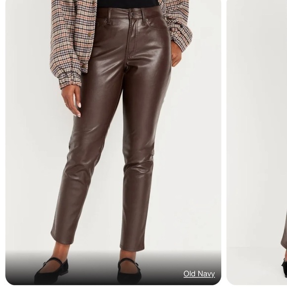 OLD NAVY NWOT Black High-Waisted OG Straight Leg Faux Leather Ankle Pants - Picture 3 of 10